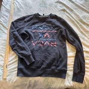 RVCA Gray Round Logo Pullover Long Sleeve Casual Crew Neck Sweater Men's Size s